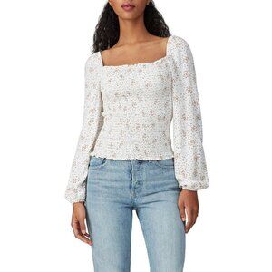 Cupcakes & Cashmere Savannah White Smocked Top Women's Size Small S